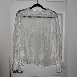 SHEIN Elegant White Lace Layering Women's Top XXL
